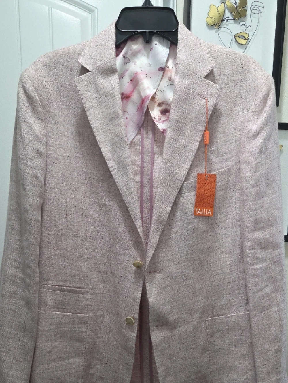 TALLIA Light Pink Linen-Blend Sport Coat 100% Linen